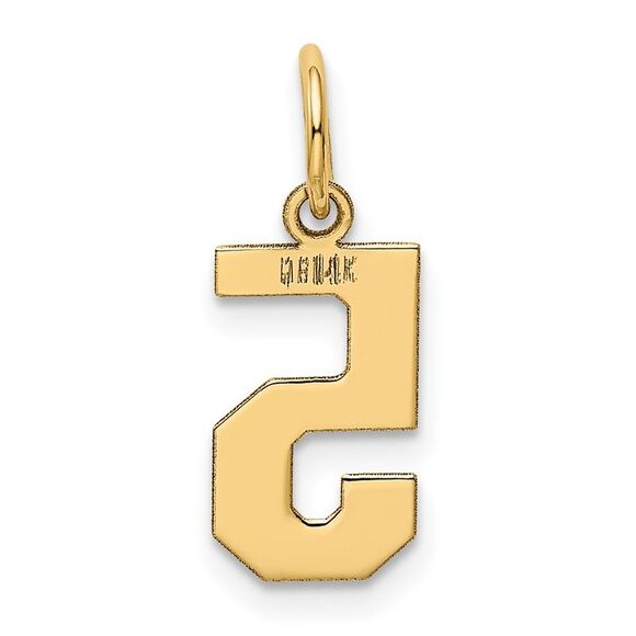 14k Yellow Gold, Athletic Collection, Small Polished Number 5 Pendant - Picture 3 of 5